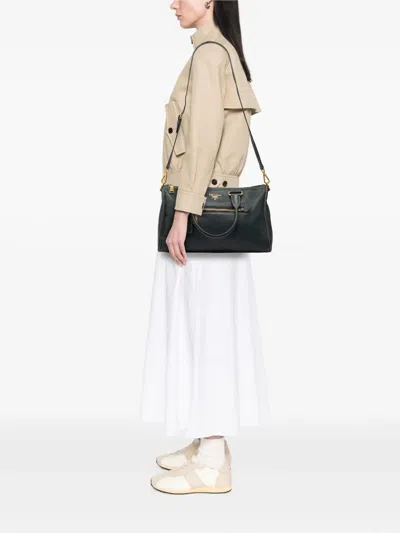 Pre-owned Prada 2000-2025 Vitello Daino Zip Top Satchel In Blue