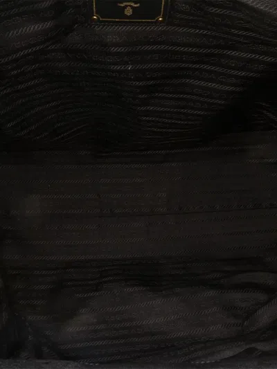 Pre-owned Prada 2000-2025 Vitello Daino Frame Convertible Tote Satchel In Black