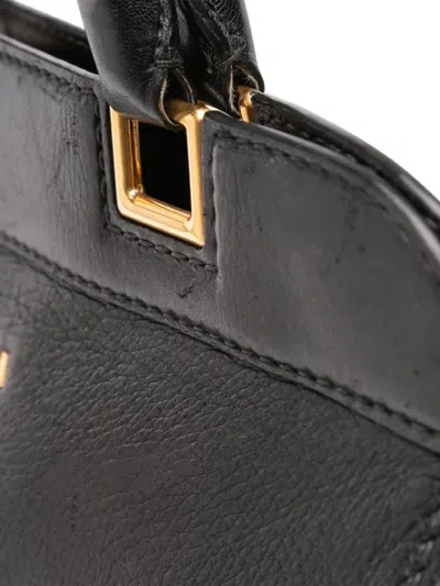 Pre-owned Prada 2000-2025 Vitello Daino Frame Convertible Tote Satchel In Black