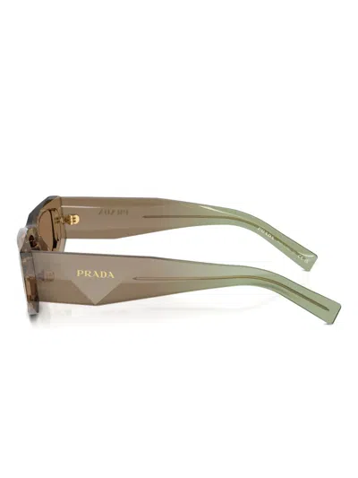 Prada Symbole Rectangular-frame Sunglasses In Brown