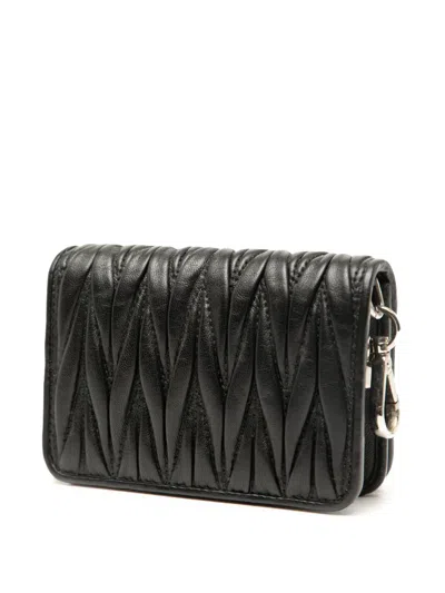 Pre-owned Miu Miu 2000-2025 Mini Matelasse Nappa Miu Delice Crossbody Bag In Black