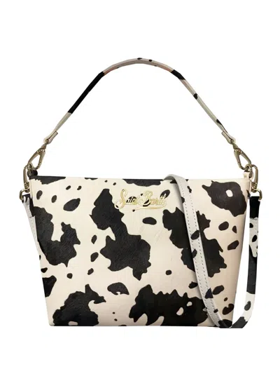 Mc2 Saint Barth Aline Soulder Cow Print Logo Shoulder Bag In Animal Print