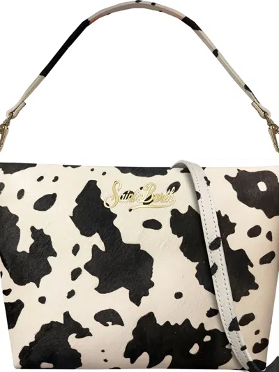 Mc2 Saint Barth Aline Soulder Cow Print Logo Shoulder Bag In Animal Print