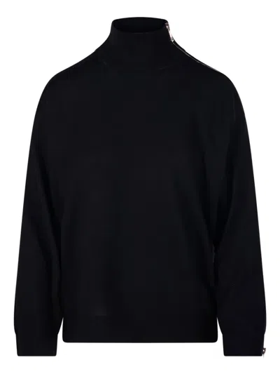 Nude Zip-detail High-neck Sweater In Black