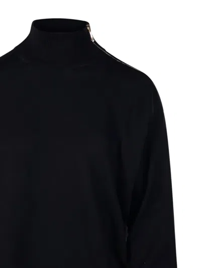 Nude Zip-detail High-neck Sweater In Black