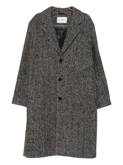 Amaranto Mid-length Herringbone Pattern Coat In Gray