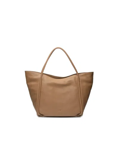 Poche Paris Leather Tote Bag In Brown
