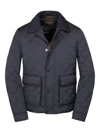 Moorer Quilted Flap-pocket Jacket In Blue