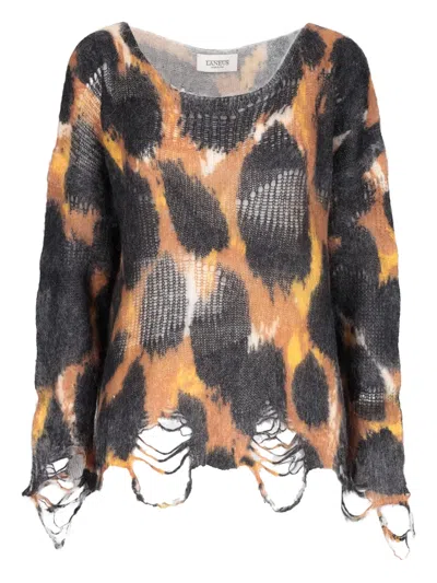 Laneus Distressed Sweater In Animal Print