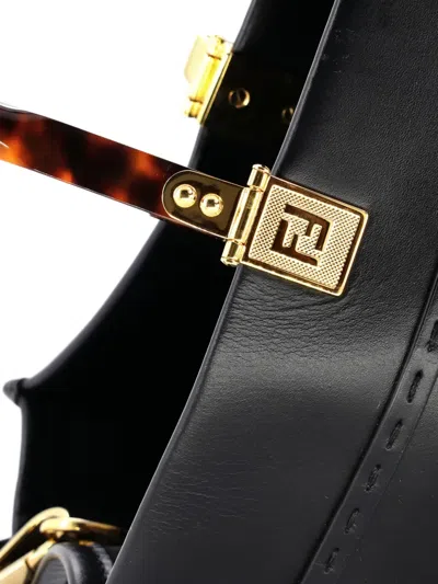 Pre-owned Fendi Sunshine Shopper Leather Medium Tote Bag In Black