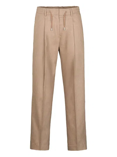 Moorer Antonia-fsr Drawstring Pleated Trousers In Brown