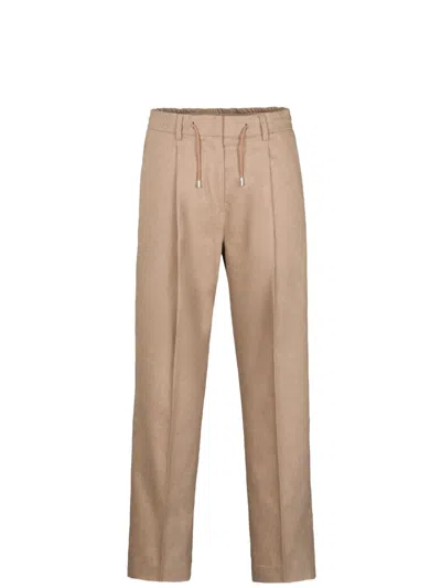 Moorer Antonia-fsr Drawstring Pleated Trousers In Brown