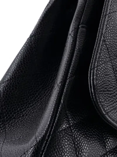 Pre-owned Chanel Classic Double Flap Bag Quilted Caviar Jumbo Shoulder Bag In Black