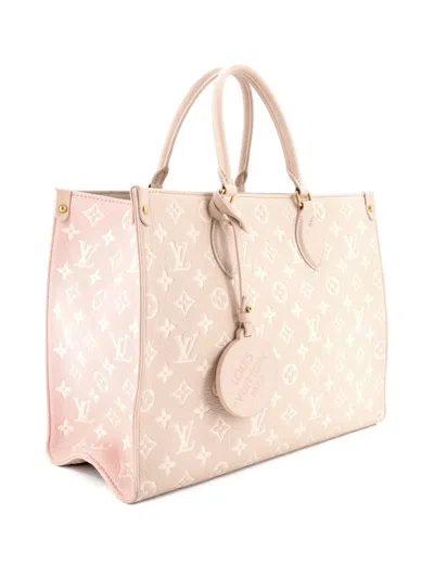Pre-owned Louis Vuitton Onthego Spring In The City Monogram Empreinte Leather Mm Tote Bag In Neutral