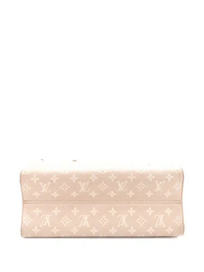 Pre-owned Louis Vuitton Onthego Spring In The City Monogram Empreinte Leather Mm Tote Bag In Neutral
