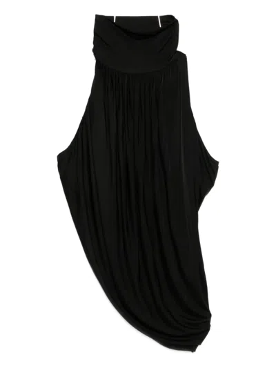 Francesco Murano Halterneck Draped Top In Black