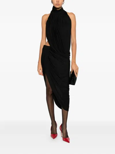 Francesco Murano Halterneck Draped Top In Black
