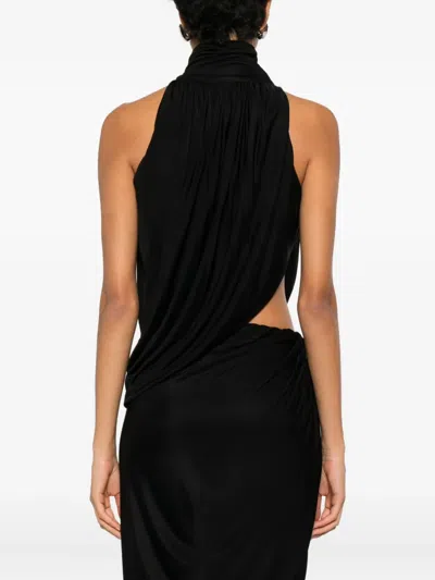 Francesco Murano Halterneck Draped Top In Black