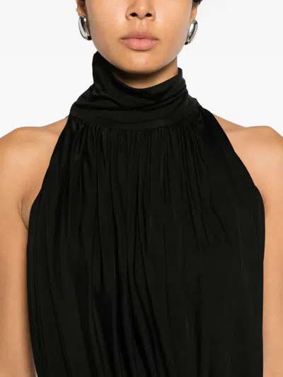 Francesco Murano Halterneck Draped Top In Black