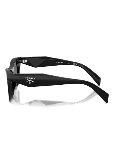 Prada 0pr B09s Bold Rectangular Frame Black Acetate Sunglasses In Black
