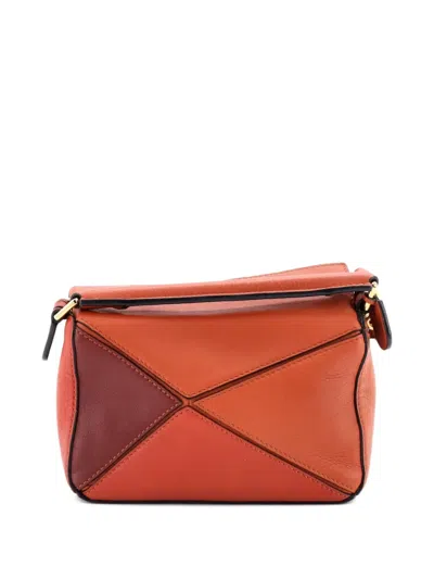 Pre-owned Loewe Puzzle Bag Leather Mini Crossbody Bag In Orange