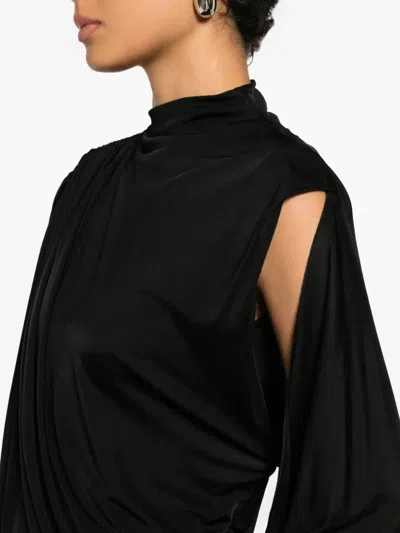 Francesco Murano Single-sleeved Draped Top In Black