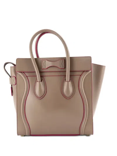 Pre-owned Celine Luggage Bag Smooth Leather Micro Tote Bag In Neutral