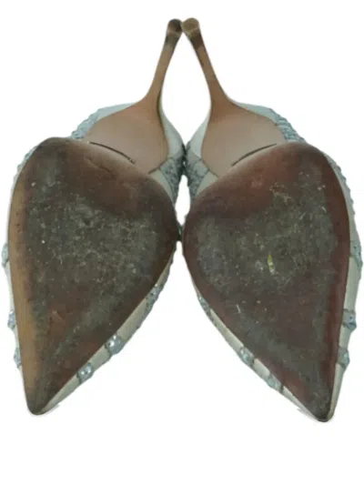 Pre-owned Badgley Mischka 110mm Pointed-toe Pumps In Neutral