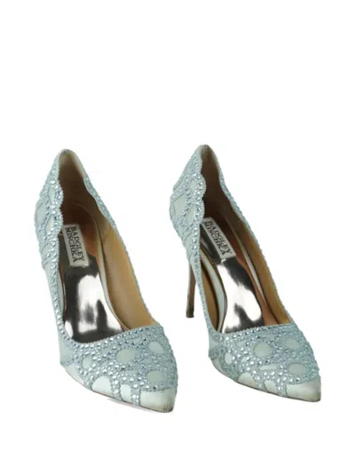 Pre-owned Badgley Mischka 110mm Pointed-toe Pumps In Neutral