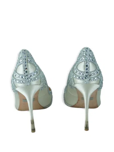 Pre-owned Badgley Mischka 110mm Pointed-toe Pumps In Neutral