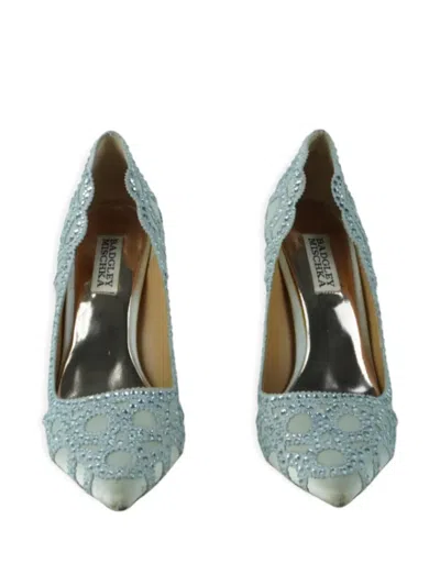 Pre-owned Badgley Mischka 110mm Pointed-toe Pumps In Neutral