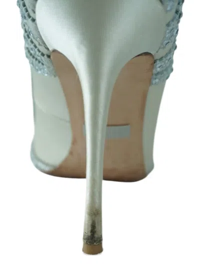 Pre-owned Badgley Mischka 110mm Pointed-toe Pumps In Neutral