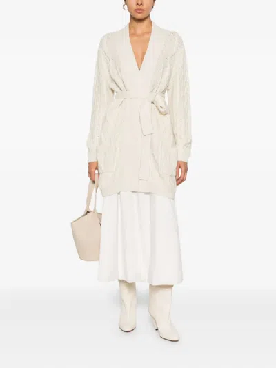 Gran Sasso Cable-knit Pockets Cardigan In White