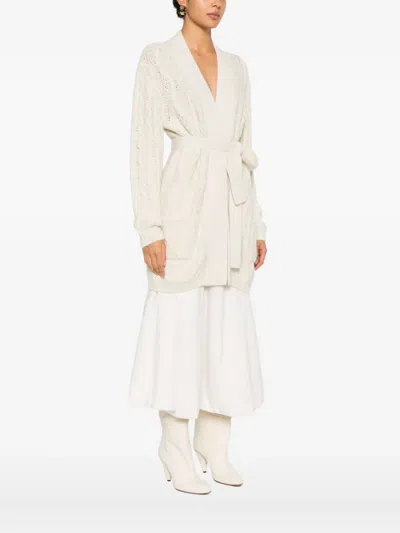 Gran Sasso Cable-knit Pockets Cardigan In White