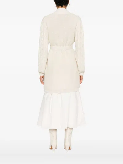 Gran Sasso Cable-knit Pockets Cardigan In White