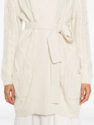 Gran Sasso Cable-knit Pockets Cardigan In White