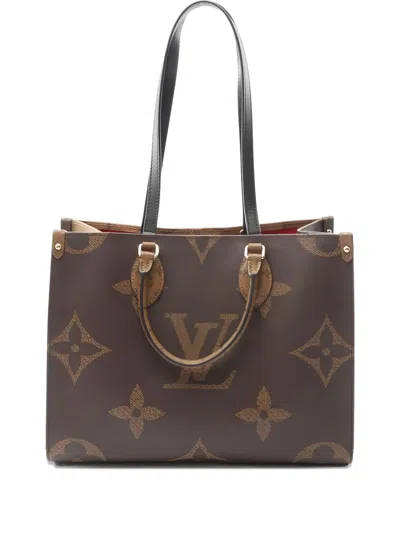 Pre-owned Louis Vuitton 2021 On-the-go Mm Monogram Reverse Tote Bag In Brown