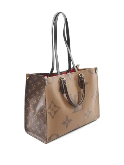 Pre-owned Louis Vuitton 2021 On-the-go Mm Monogram Reverse Tote Bag In Brown
