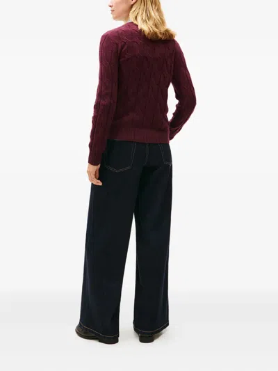 Tommy Hilfiger Cable Knit Long Sleeve Wool Pullover In Red