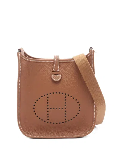 Pre-owned Hermes 2025 Evelyn Tpm Perforated Leather Shoulder Bag In Brown