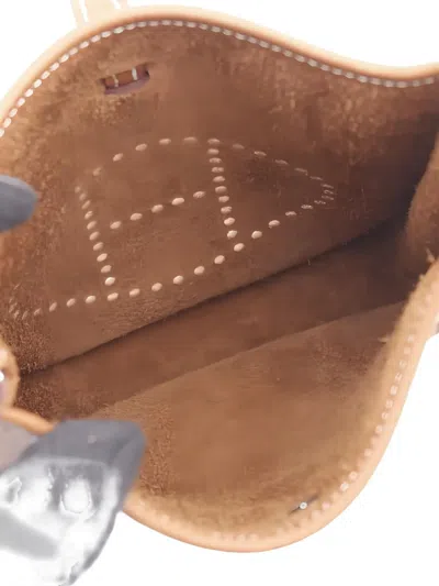 Pre-owned Hermes 2025 Evelyn Tpm Perforated Leather Shoulder Bag In Brown