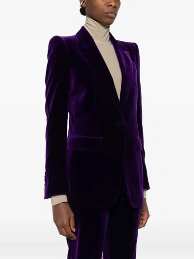Tom Ford Pocket Single-button Blazer In Purple