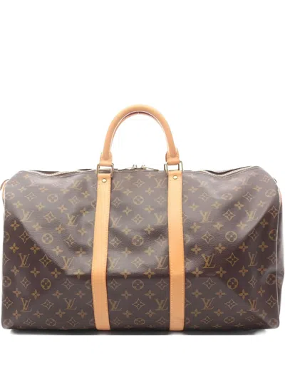 Pre-owned Louis Vuitton 2005 Keepall Bandoulière 50 Travel Bag In Brown