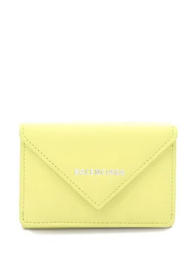 Pre-owned Balenciaga 2010 Paper Mini Trifold Wallet In Yellow