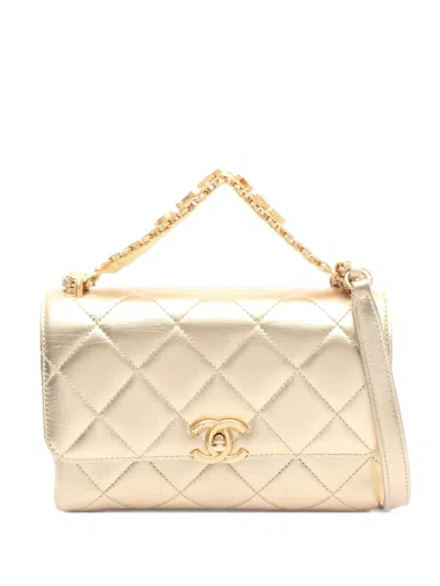 Pre-owned Chanel 2021 Matelassé Chain Shoulder Bag In Gold