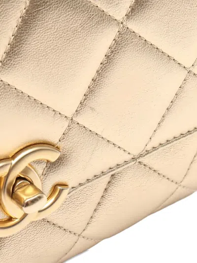 Pre-owned Chanel 2021 Matelassé Chain Shoulder Bag In Gold