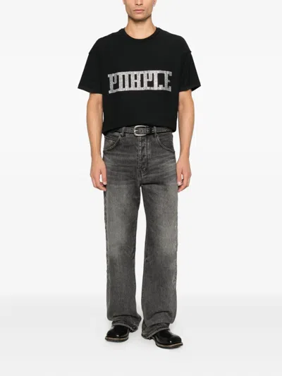 Purple Brand Embellished T-shirt In Black