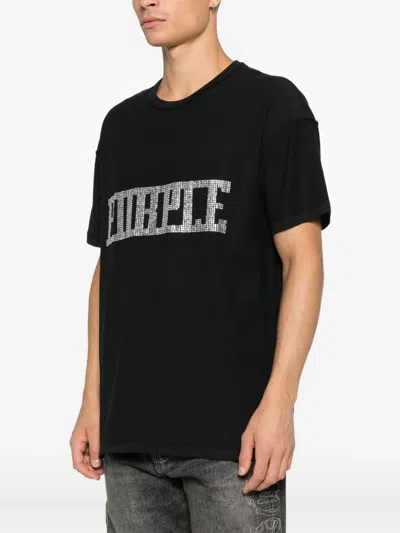Purple Brand Embellished T-shirt In Black