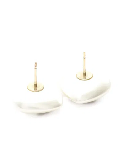 Pre-owned Chanel 1986-1988 White Gold Coco Mark Heart Earrings