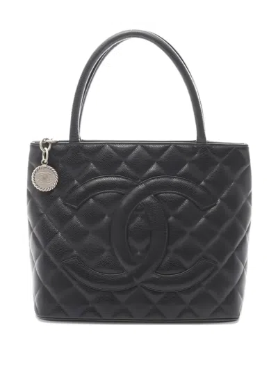 Pre-owned Chanel 2004-2005 Medallion Quilted Tote Bag In Black